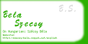 bela szecsy business card